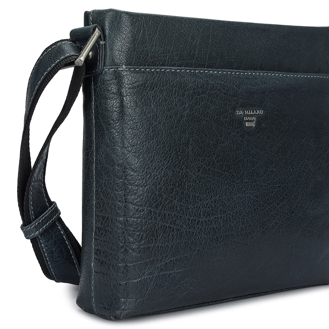 Elephant Pattern Leather Men Sling - Navy