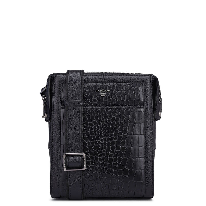 Croco Franzy Leather Men Sling - Black