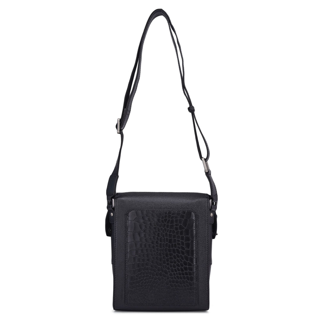 Croco Franzy Leather Men Sling - Black