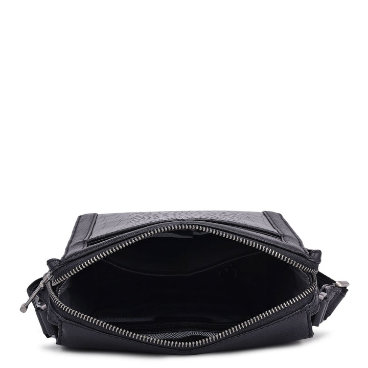 Croco Franzy Leather Men Sling - Black