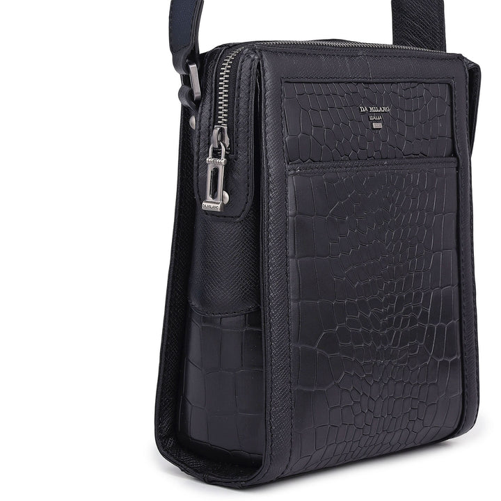 Croco Franzy Leather Men Sling - Black