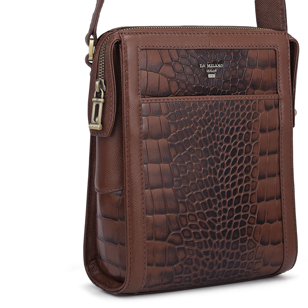 Croco Franzy Leather Men Sling - Date