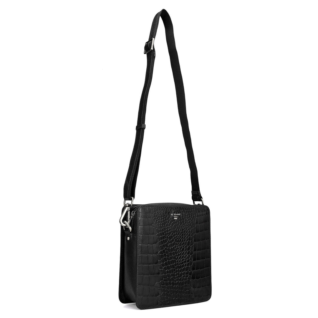 Croco Leather Men Sling - Black