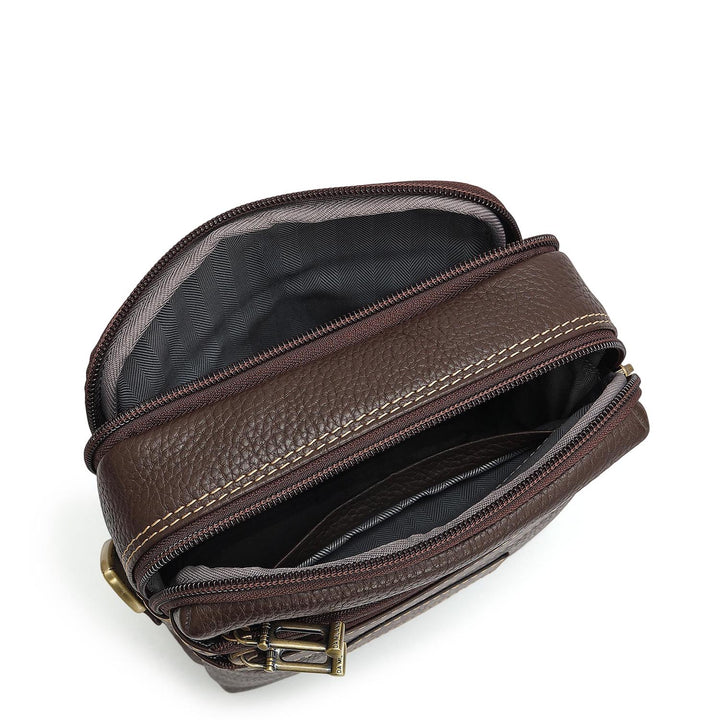 Wax Leather Men Sling - Chocolate