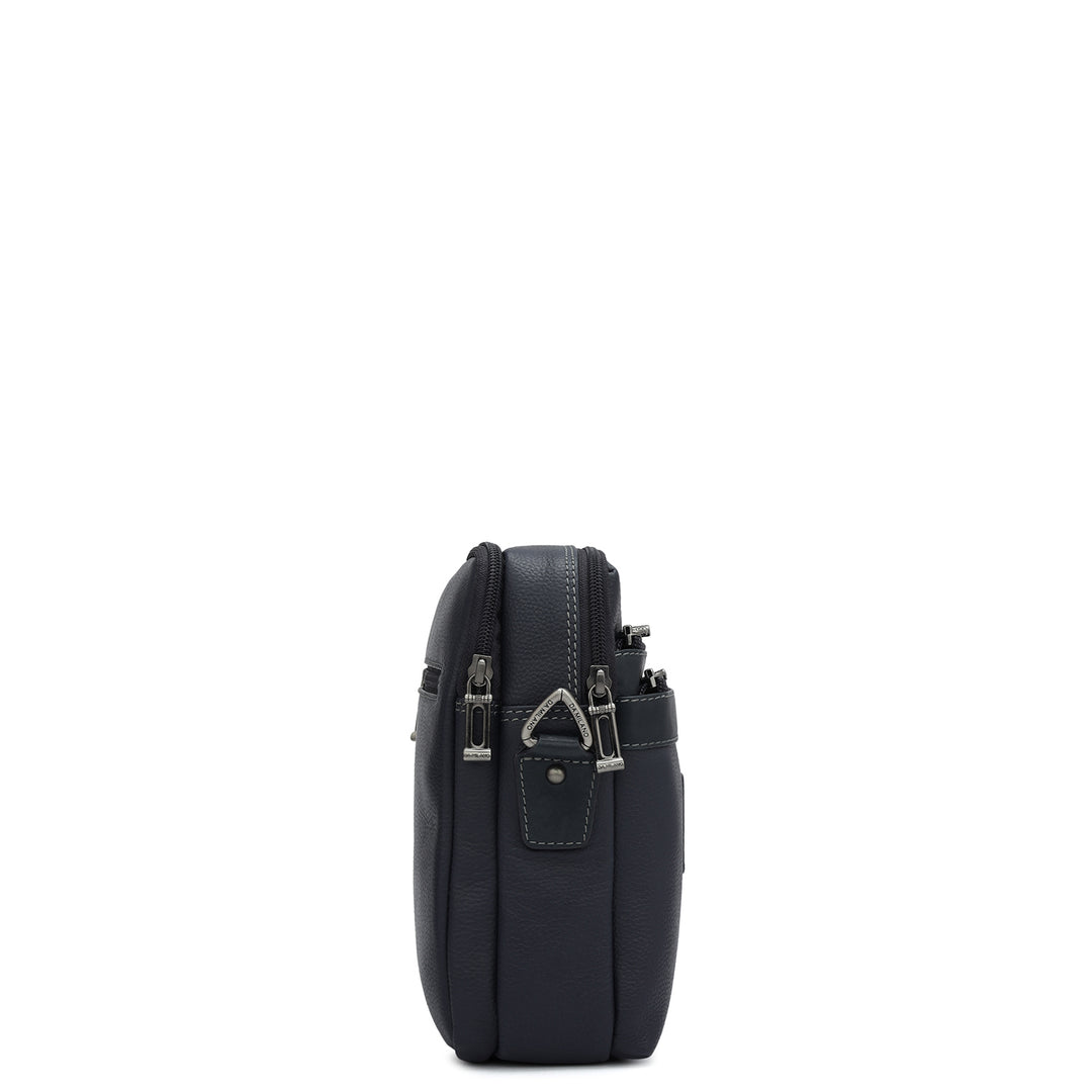 Wax Leather Men Sling - Navy