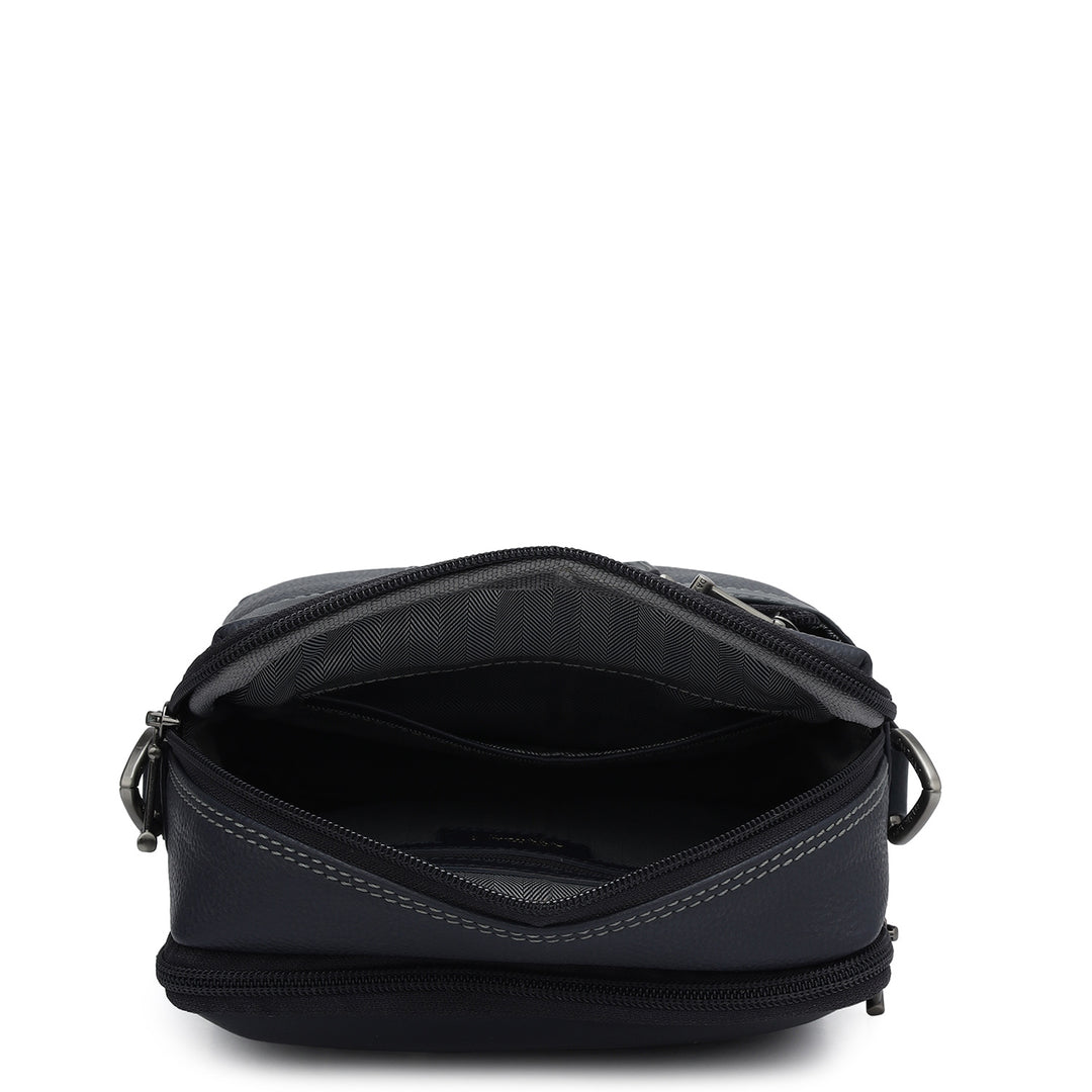 Wax Leather Men Sling - Navy