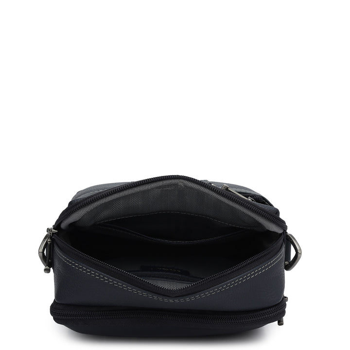 Wax Leather Men Sling - Navy
