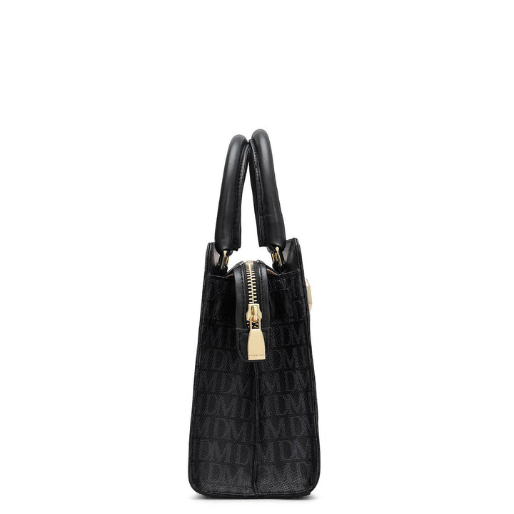 Small Monogram Leather Satchel - Black