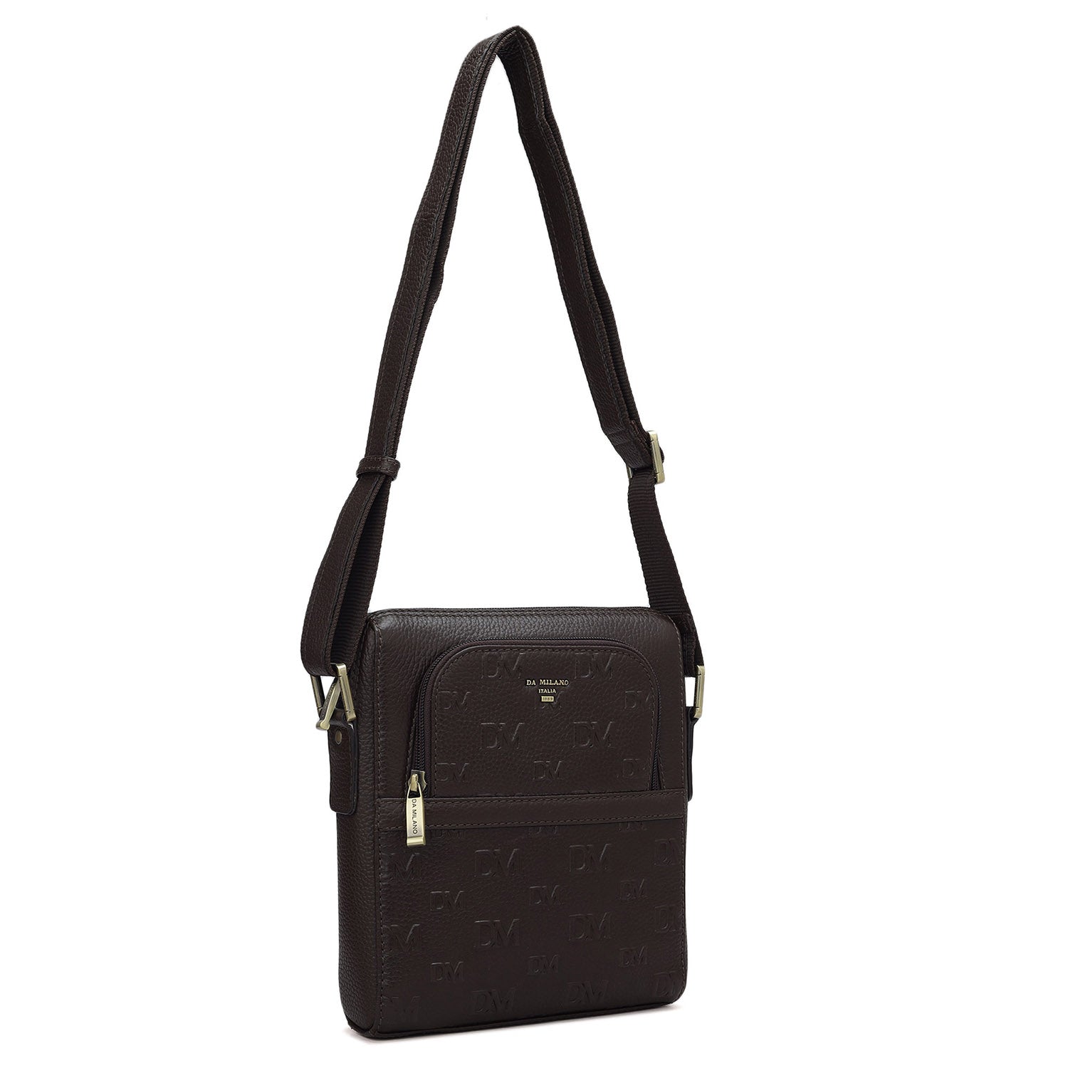 Monogram Wax Leather Men Sling - Chocolate – Da Milano