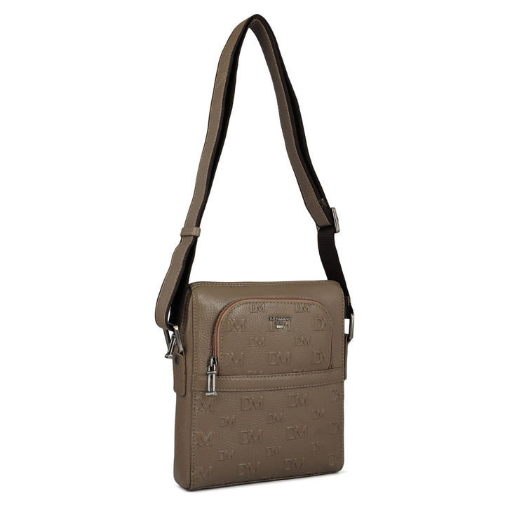 Monogram Wax Leather Men Sling - Greyish Taupe