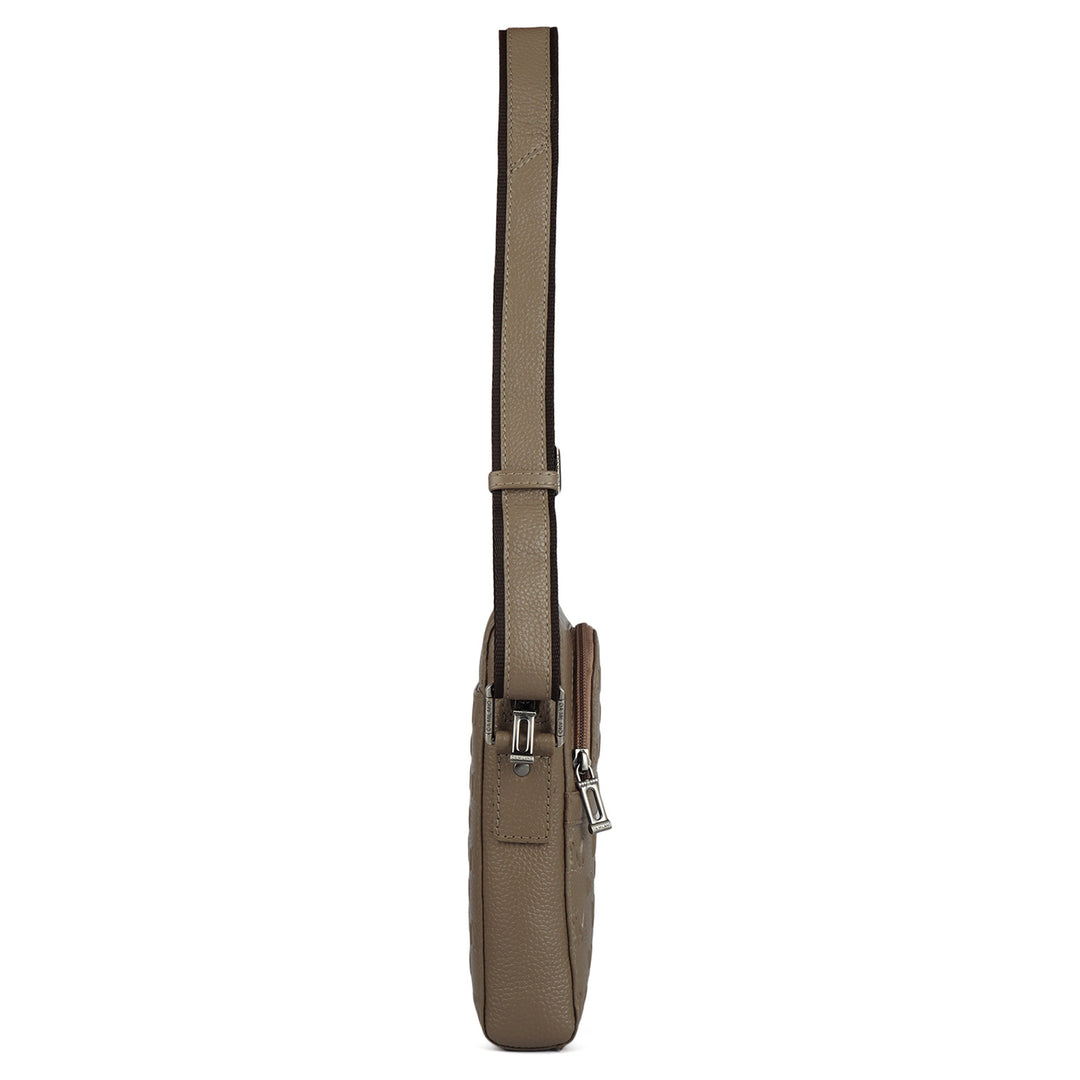 Monogram Wax Leather Men Sling - Greyish Taupe
