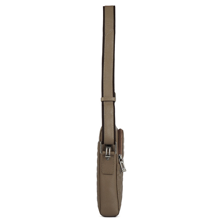 Monogram Wax Leather Men Sling - Greyish Taupe