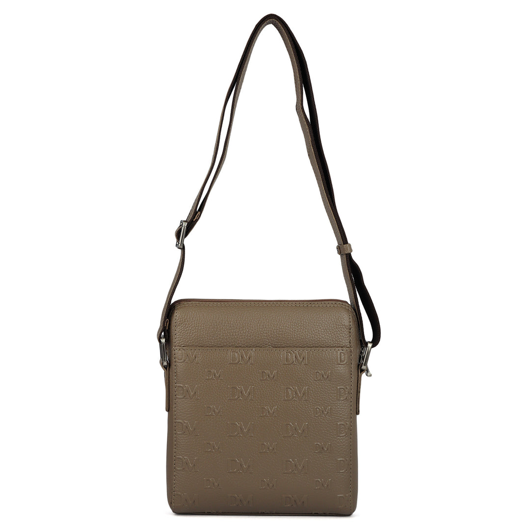Monogram Wax Leather Men Sling - Greyish Taupe