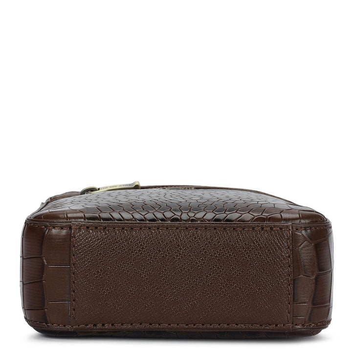 Croco Leather Men Sling - Walnut