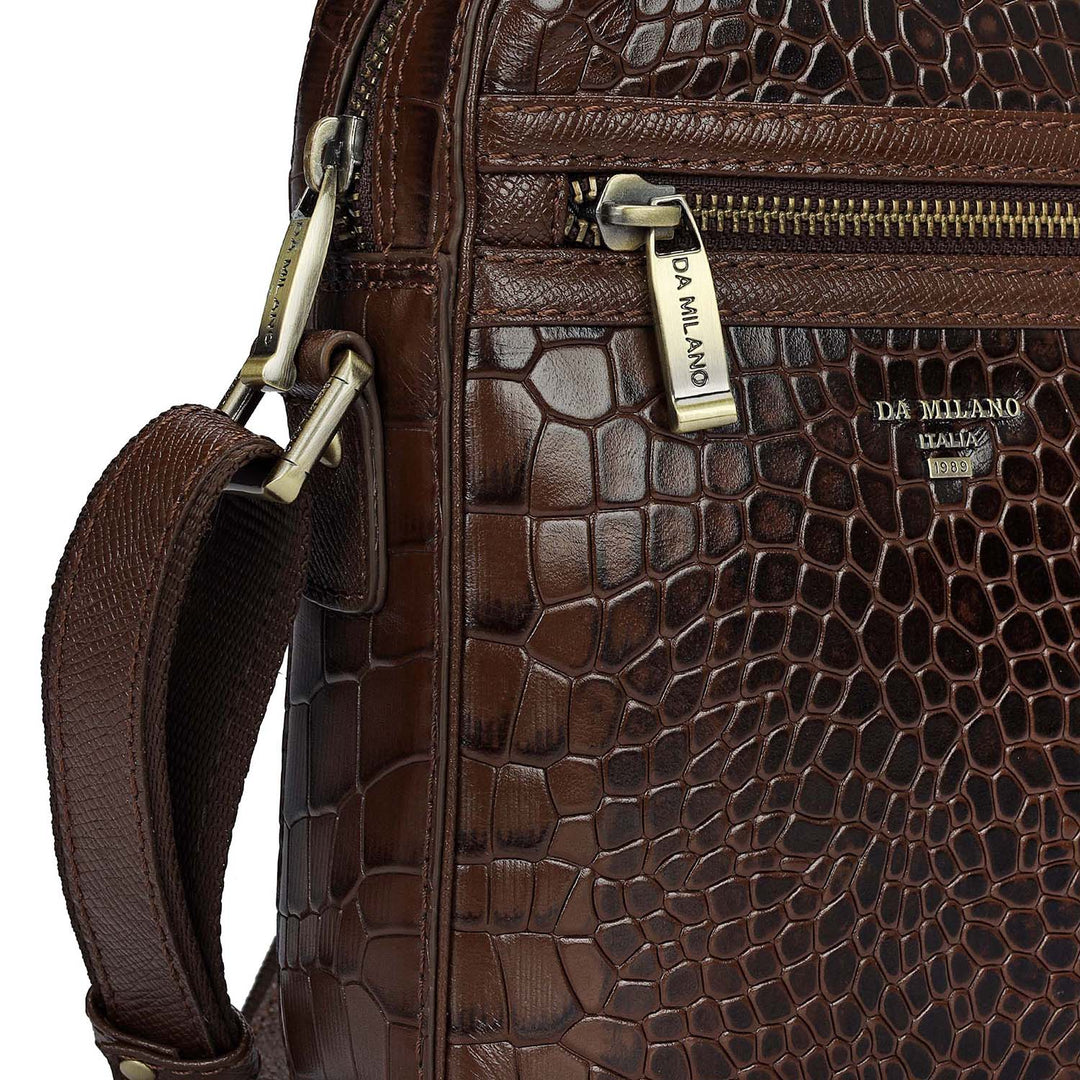 Croco Leather Men Sling - Walnut