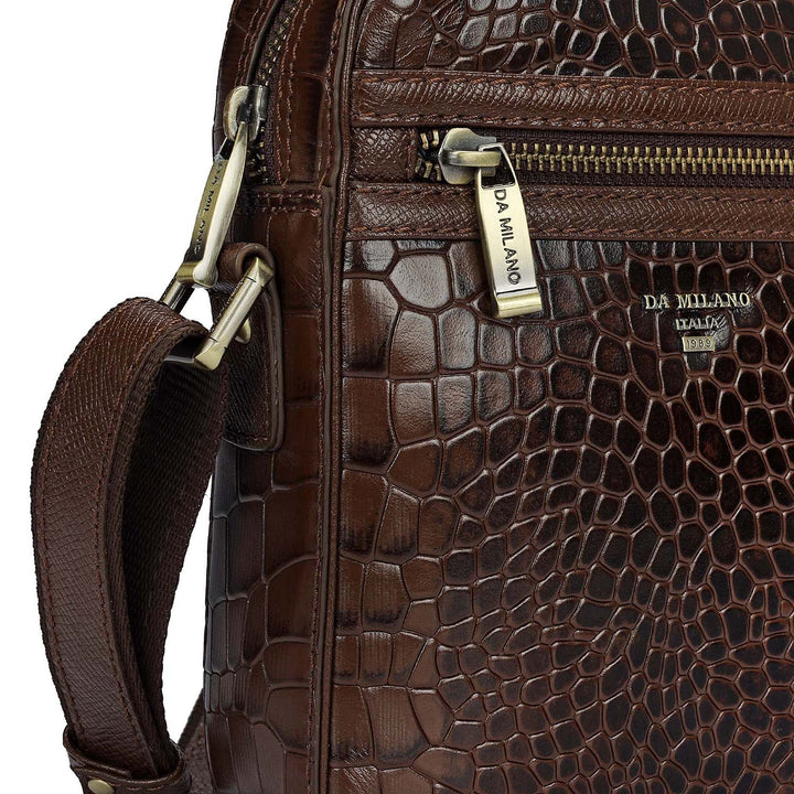 Croco Leather Men Sling - Walnut