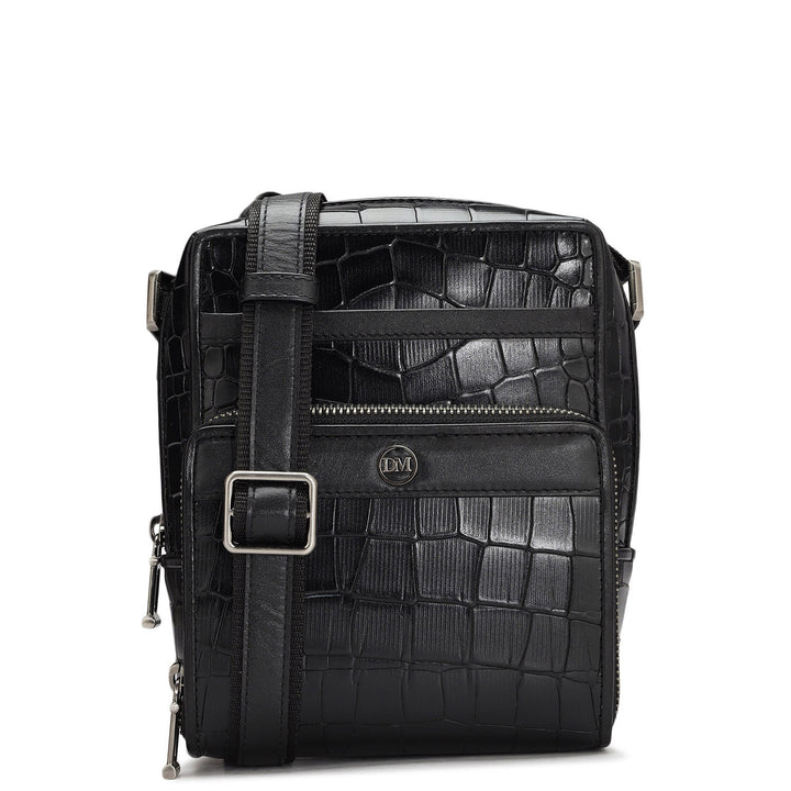 Croco Leather Men Sling - Black