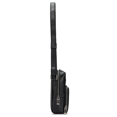 Croco Leather Men Sling - Black