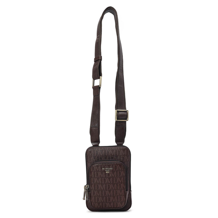 Monogram Leather Men Sling - Chocolate