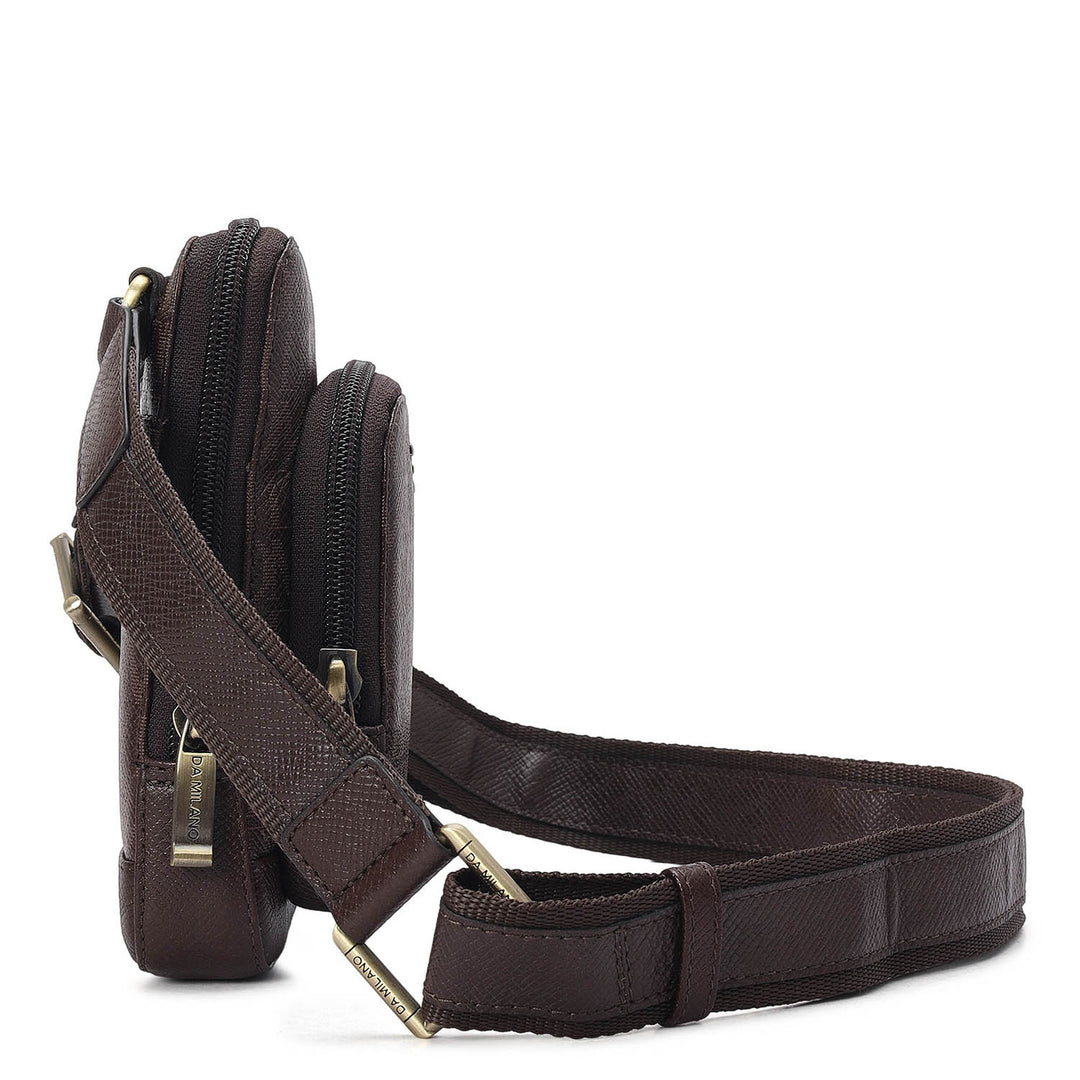 Monogram Leather Men Sling - Chocolate