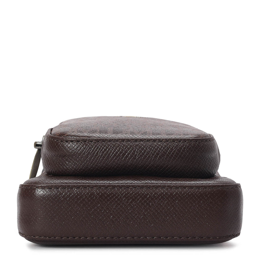 Monogram Leather Men Sling - Chocolate