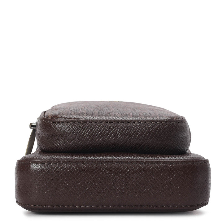 Monogram Leather Men Sling - Chocolate