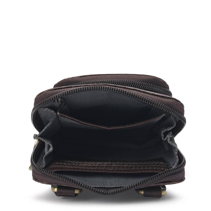Monogram Leather Men Sling - Chocolate