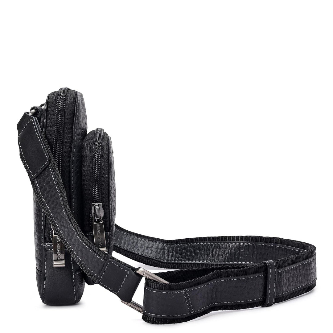 Bub Leather Men Sling - Black