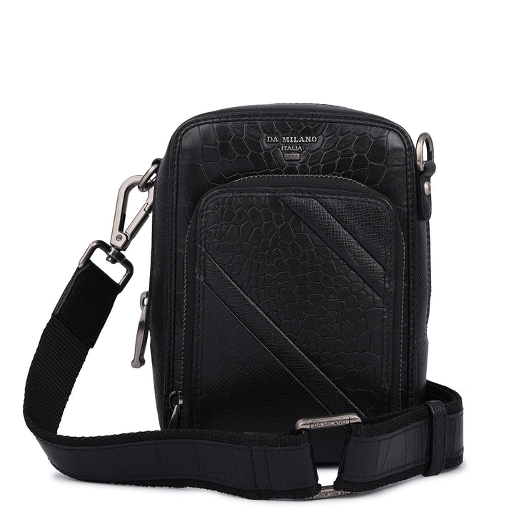 Croco Franzy Leather Men Sling - Black