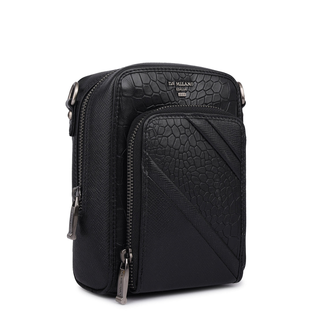 Croco Franzy Leather Men Sling - Black