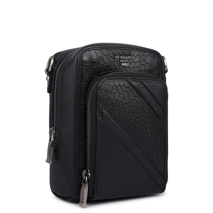 Croco Franzy Leather Men Sling - Black
