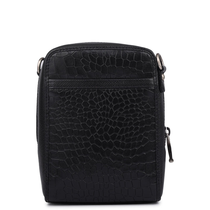 Croco Franzy Leather Men Sling - Black
