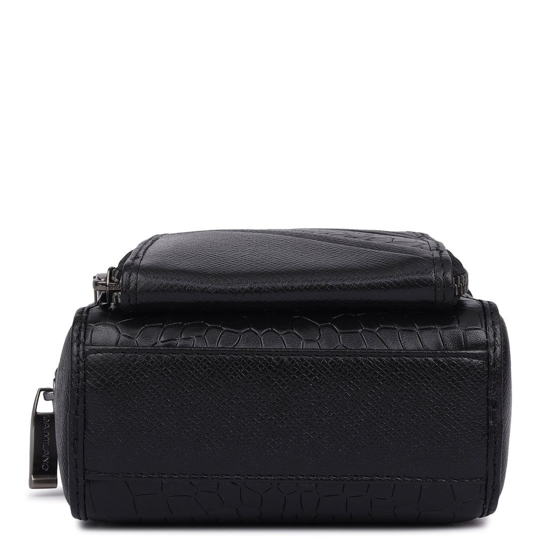 Croco Franzy Leather Men Sling - Black
