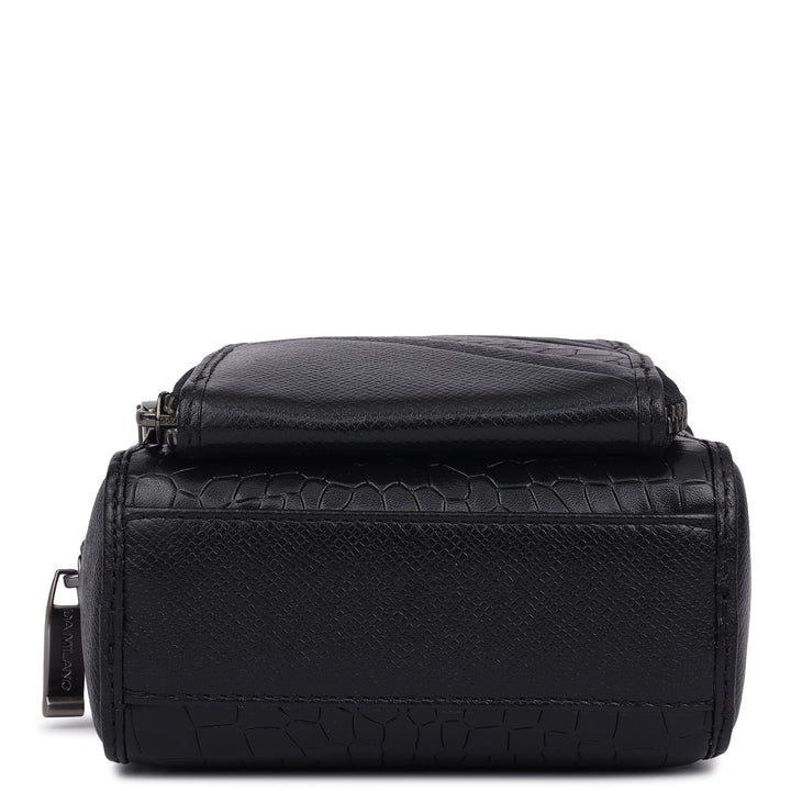 Croco Franzy Leather Men Sling - Black