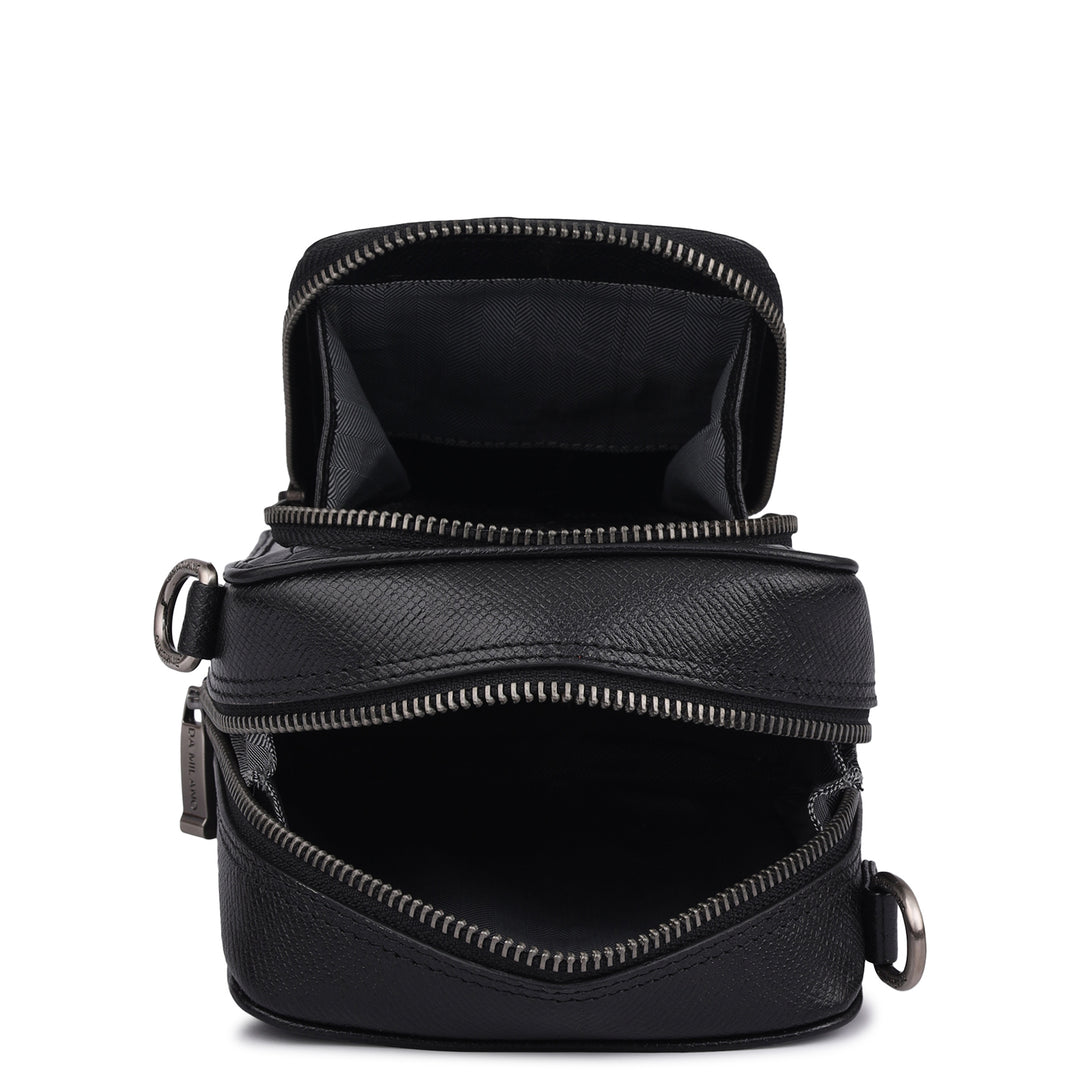 Croco Franzy Leather Men Sling - Black
