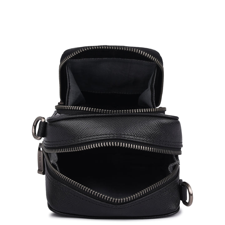 Croco Franzy Leather Men Sling - Black