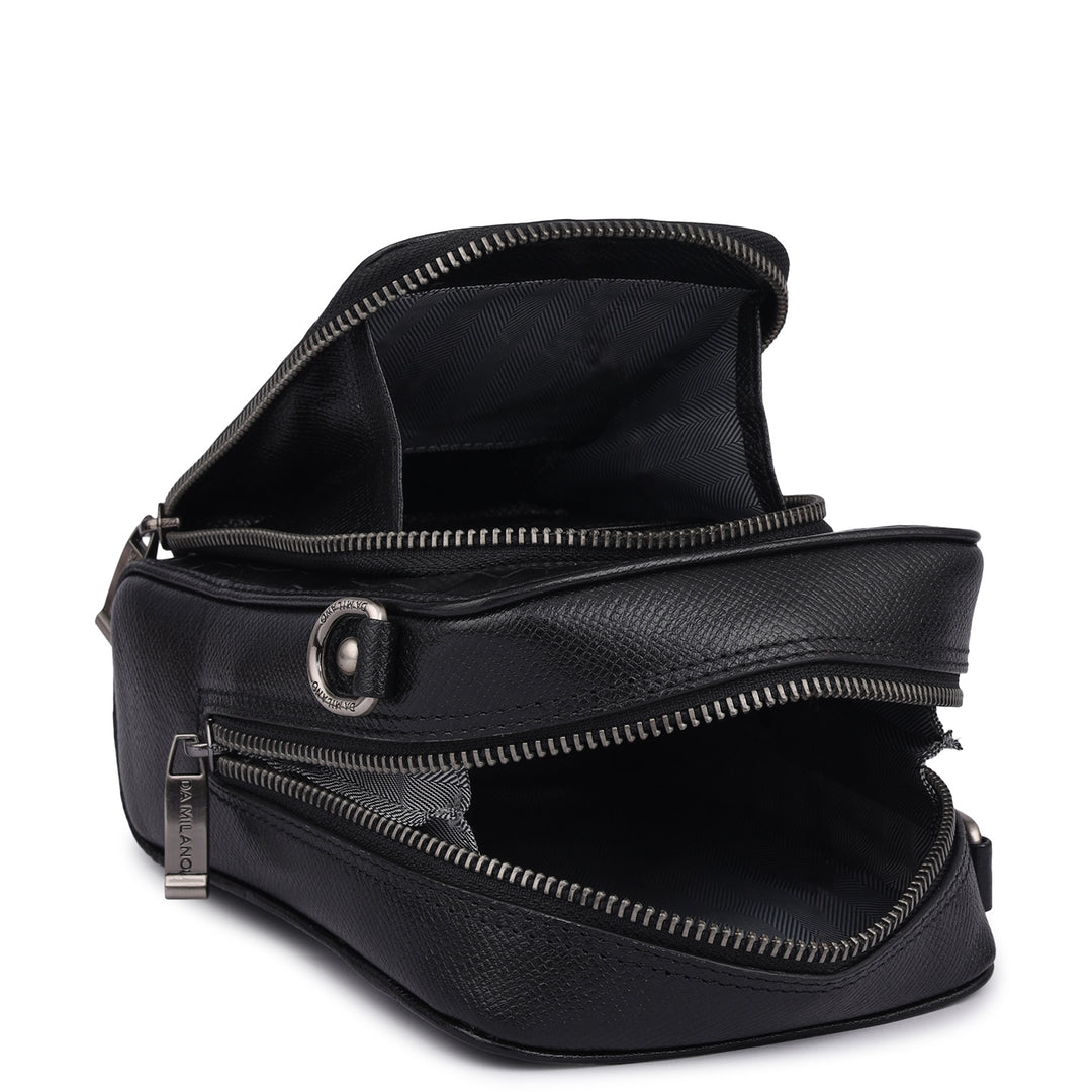 Croco Franzy Leather Men Sling - Black