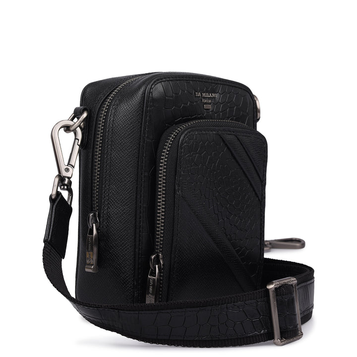 Croco Franzy Leather Men Sling - Black