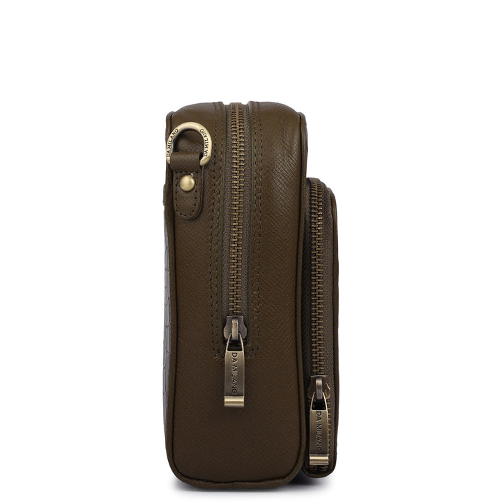 Croco Franzy Leather Men Sling - Military Green