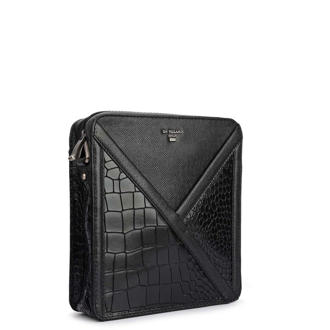 Croco Franzy Leather Men Sling - Black