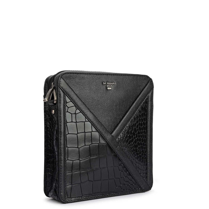 Croco Franzy Leather Men Sling - Black