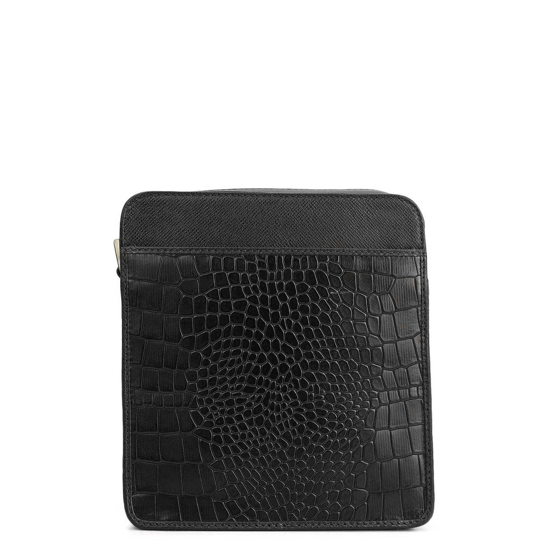 Croco Franzy Leather Men Sling - Black