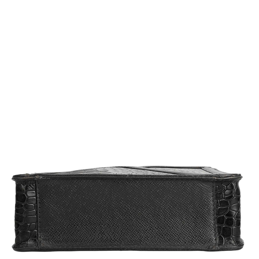 Croco Franzy Leather Men Sling - Black