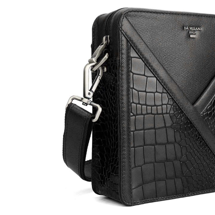 Croco Franzy Leather Men Sling - Black