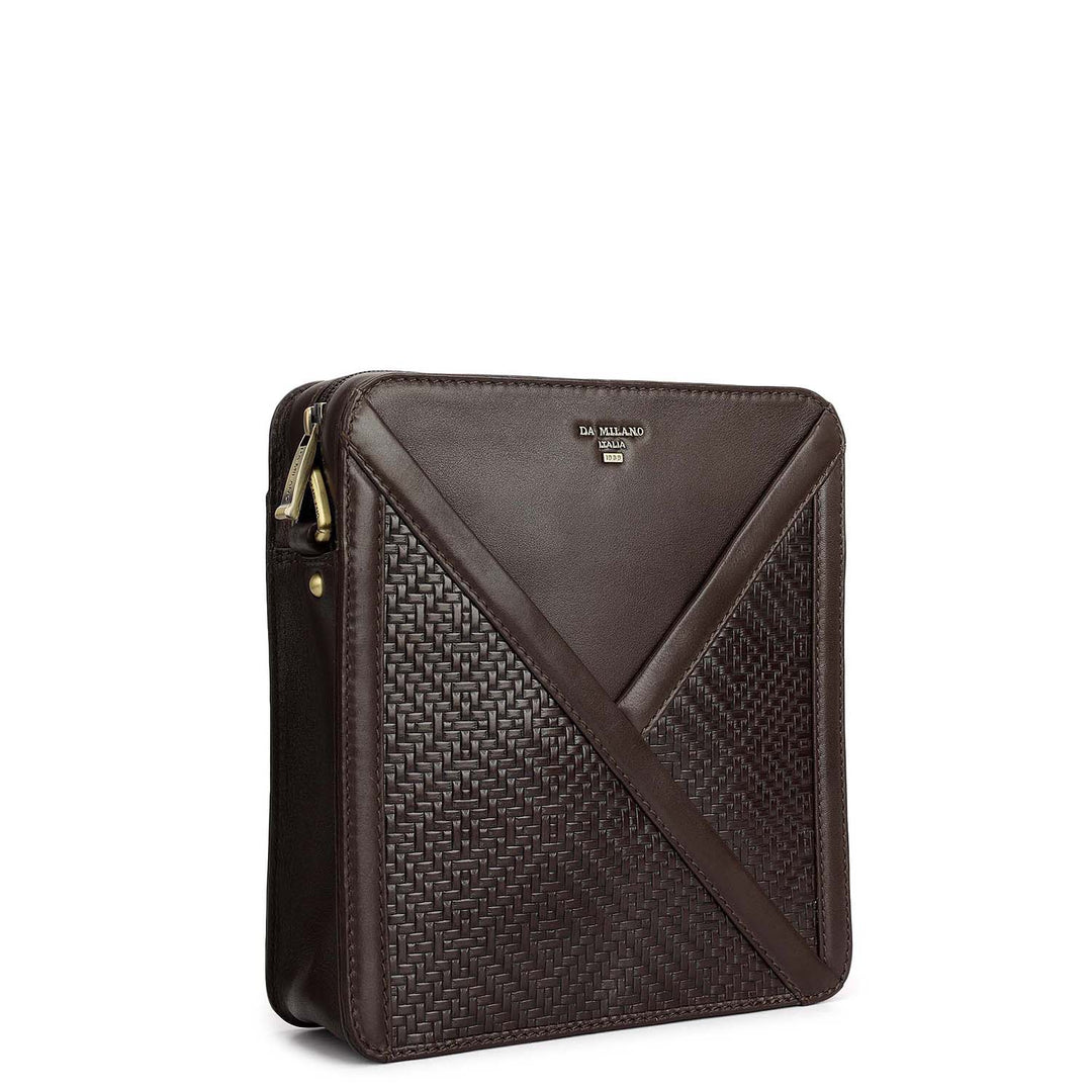 Mat Emboss Plain Leather Men Sling - Dark Brown