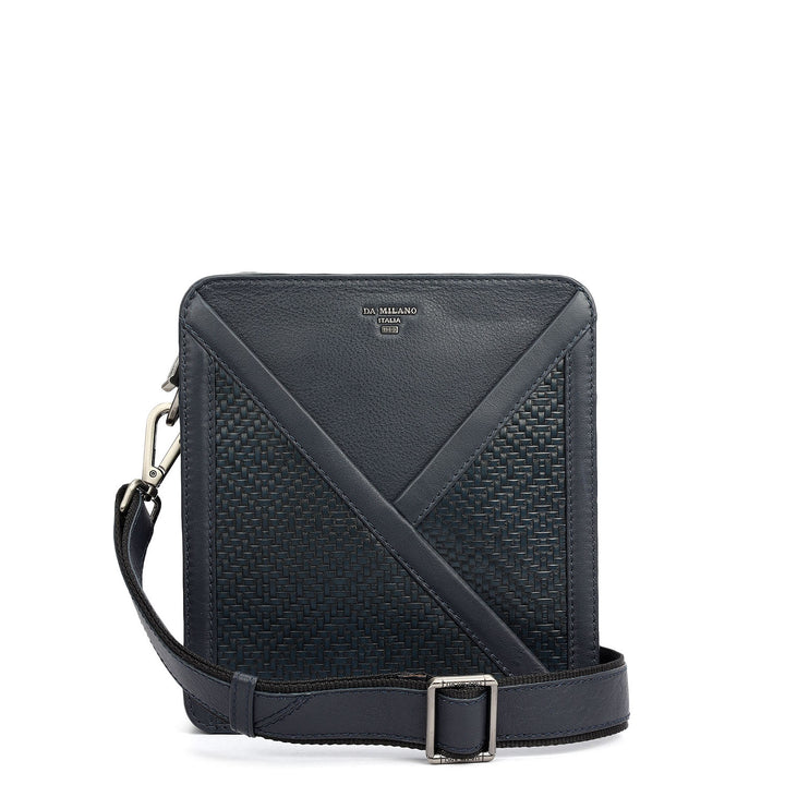 Mat Emboss Plain Leather Men Sling - Navy Blue