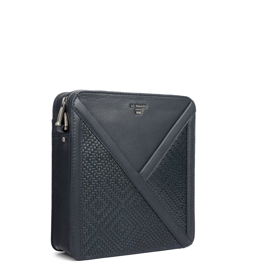 Mat Emboss Plain Leather Men Sling - Navy Blue