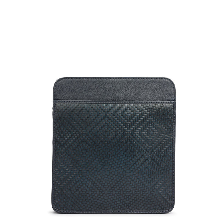 Mat Emboss Plain Leather Men Sling - Navy Blue