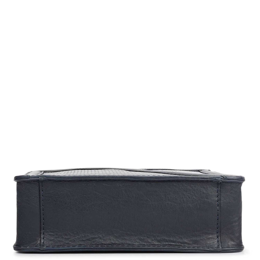 Mat Emboss Plain Leather Men Sling - Navy Blue