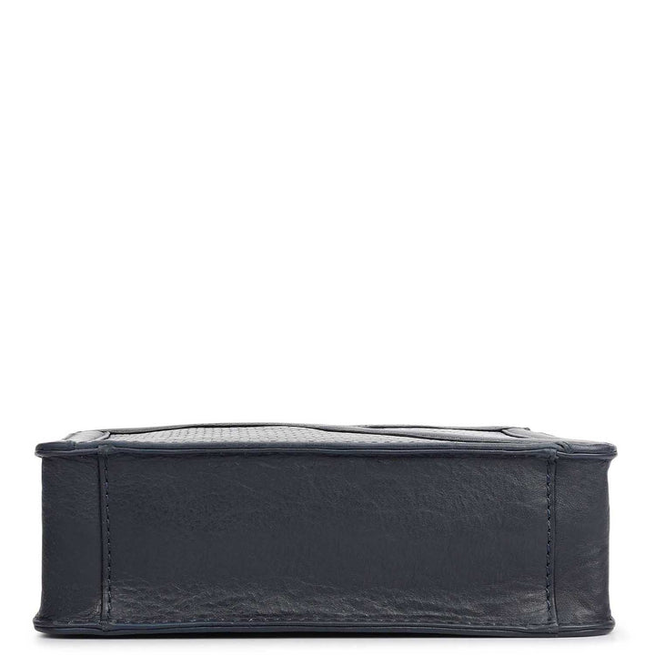 Mat Emboss Plain Leather Men Sling - Navy Blue